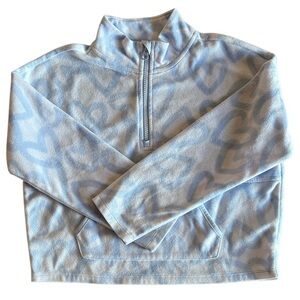 ATHLETIC WORKS GIRLS MICROFLEECE QUARTER ZIP PULLOVER JACKET MED (7-8) LT BLUE